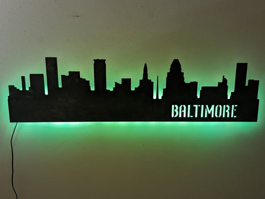 Baltimore Skyline Sign, Baltimore Wood Sign, Baltimore LED Sign, Baltimore Skyline Wall Art, Baltimore Gift, wall decoration, Custom Sign - TitanOakDecor