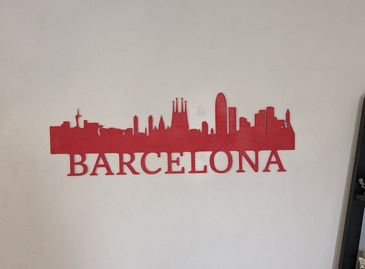 Barcelona Skyline Sign, Barcelona Wood Sign, Barcelona LED Sign, Barcelona Skyline Wall Art, Barcelona Gift, Wall Decoration, Custom Sign - TitanOakDecor