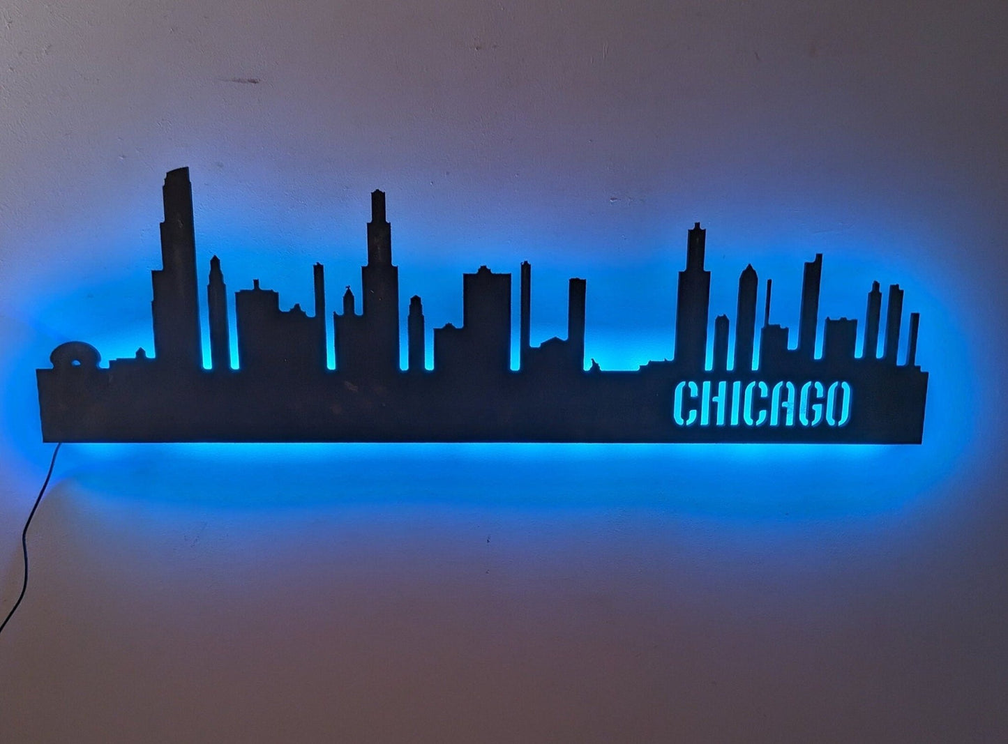 Chicago LED Skyline Sign, Chicago Wood Sign, Chicago LED Sign, Chicago Skyline Wall Art, Chicago Gift, wall decoration, Custom Sign - TitanOakDecor