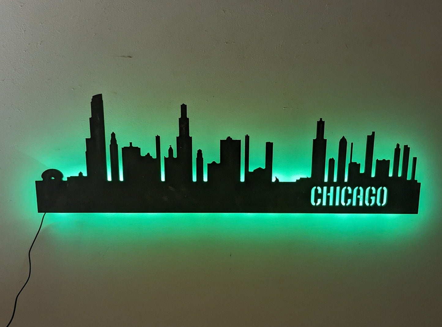 Chicago LED Skyline Sign, Chicago Wood Sign, Chicago LED Sign, Chicago Skyline Wall Art, Chicago Gift, wall decoration, Custom Sign - TitanOakDecor