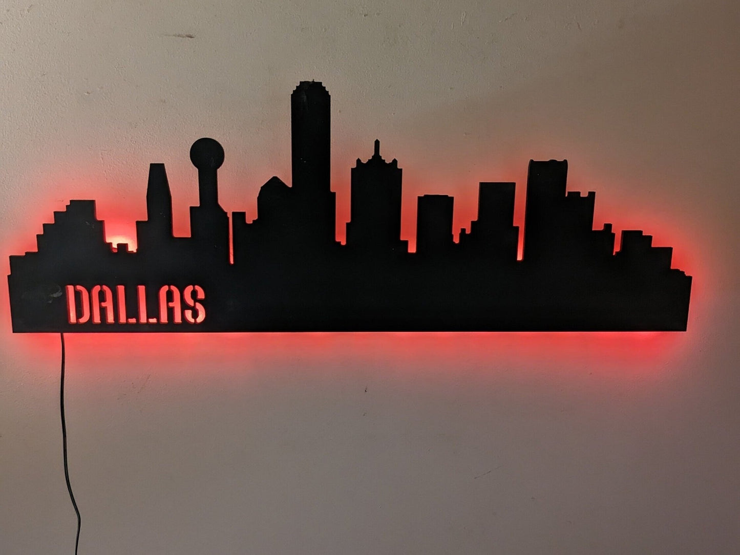 Dallas Skyline LED Sign, Dallas Wood Sign, Dallas Sign, Dallas Skyline Wall Art, Dallas Gift, LED decoration, Custom Sign, Texas Gift - TitanOakDecor