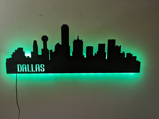 Dallas Skyline LED Sign, Dallas Wood Sign, Dallas Sign, Dallas Skyline Wall Art, Dallas Gift, LED decoration, Custom Sign, Texas Gift - TitanOakDecor