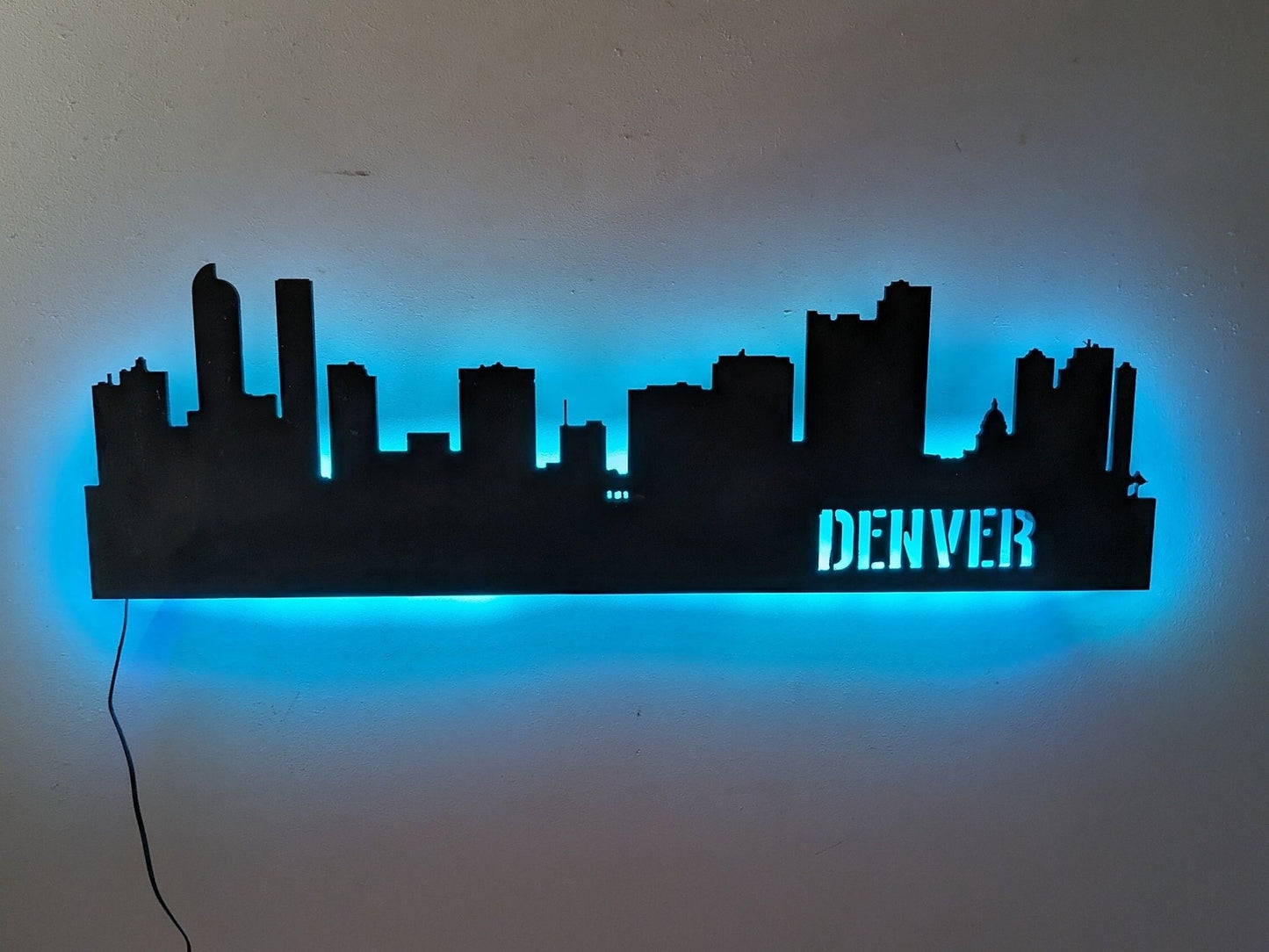 Denver Skyline LED Sign, Denver Wood Sign, Denver Sign, Denver Skyline Wall Art, Denver Gift, LED decoration, Custom Sign, Mile High City - TitanOakDecor