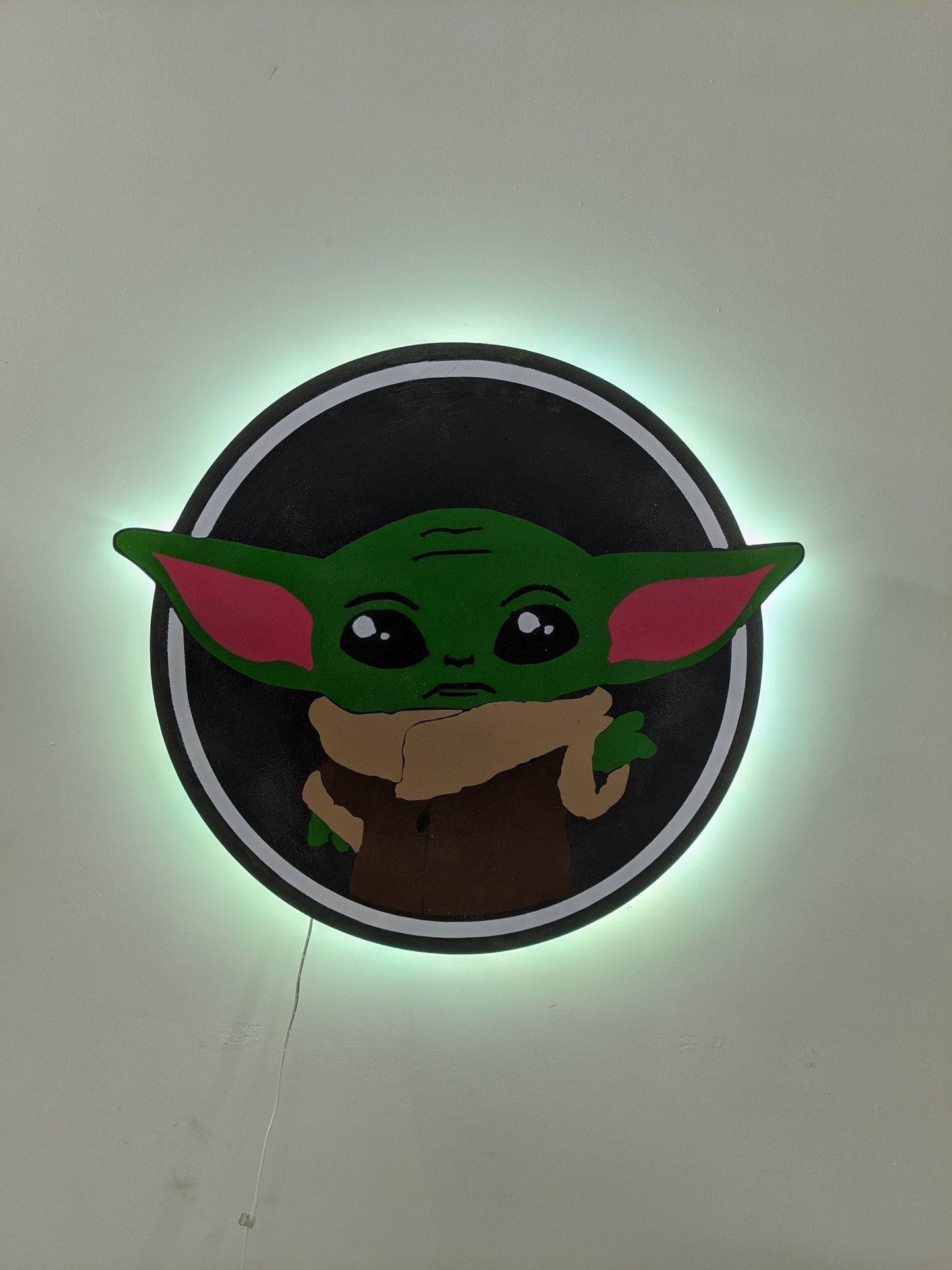 Illuminated Baby Yoda LED Wall Art, Glow in the dark wall art, Game Room Decor, Nerdy Decor, LED decoration, Custom Sign Gift - TitanOakDecor
