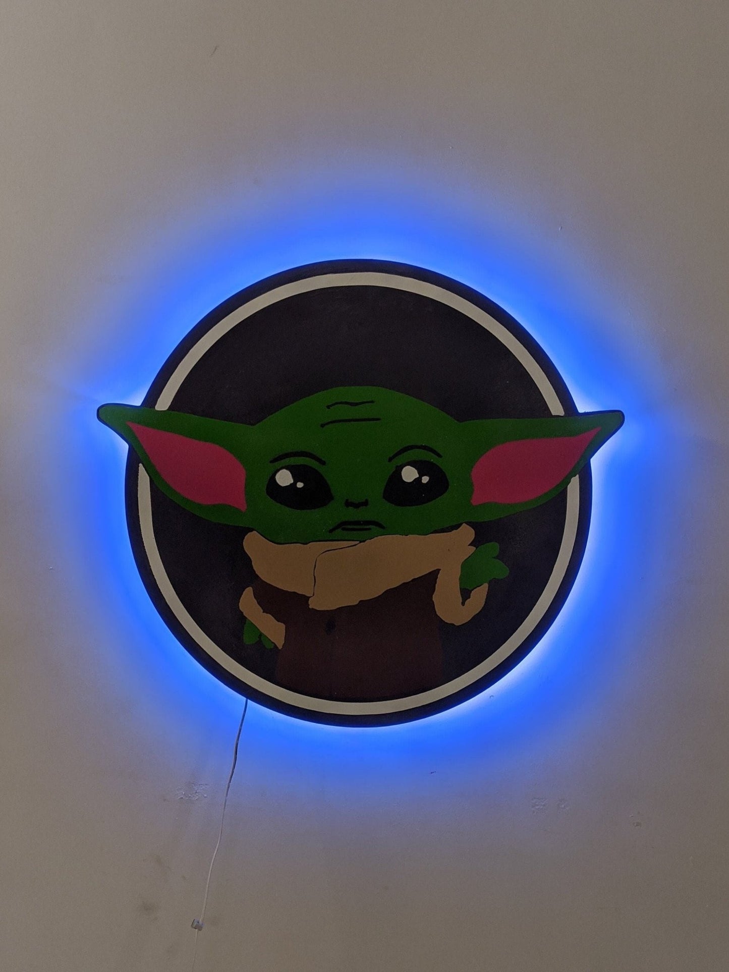 Illuminated Baby Yoda LED Wall Art, Glow in the dark wall art, Game Room Decor, Nerdy Decor, LED decoration, Custom Sign Gift - TitanOakDecor