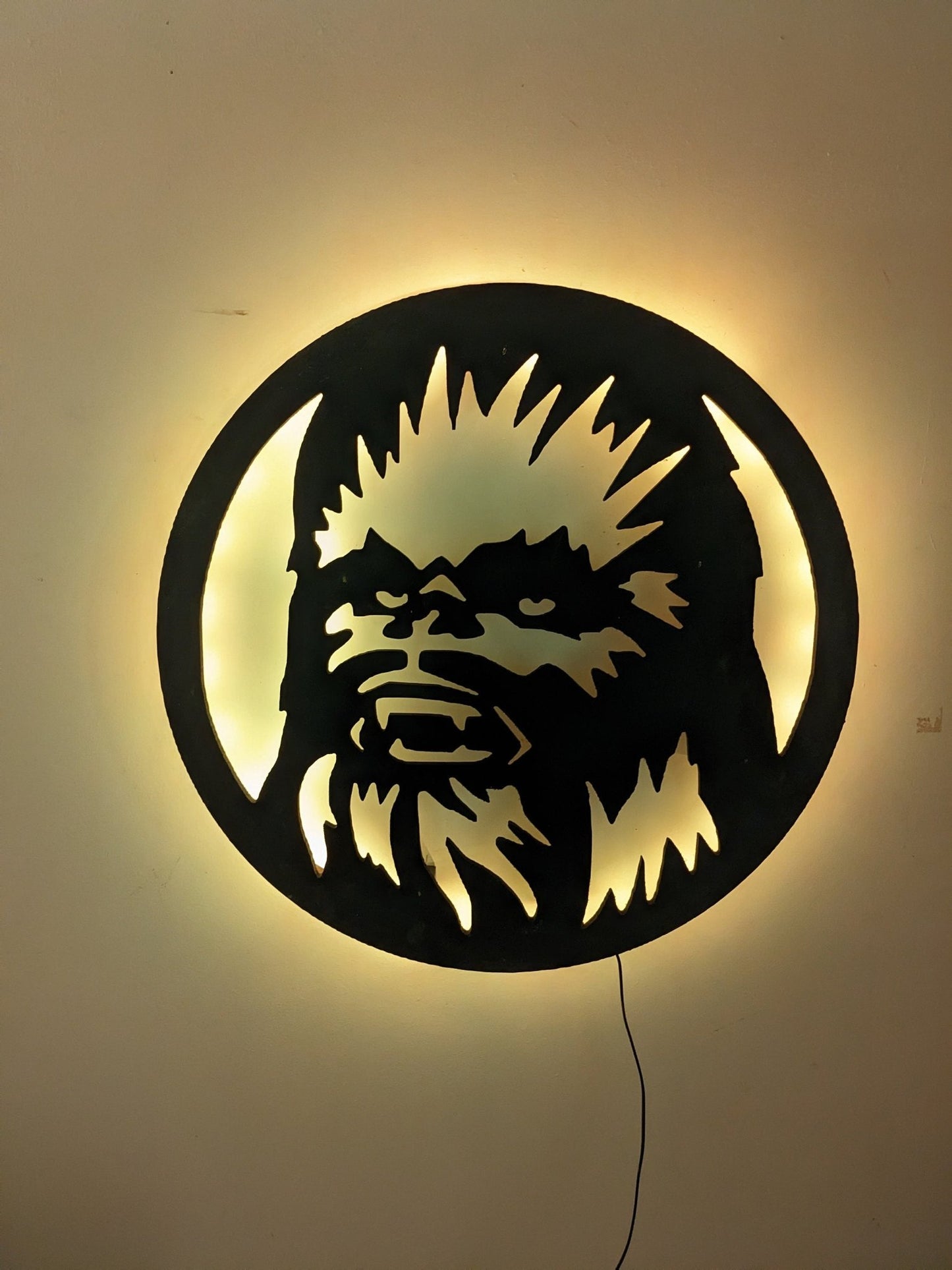 Illuminated Chewbacca LED Wall Art, Glow in the dark wall art, Game Room Decor, Nerdy Decor, LED decoration, Custom Sign Gift - TitanOakDecor