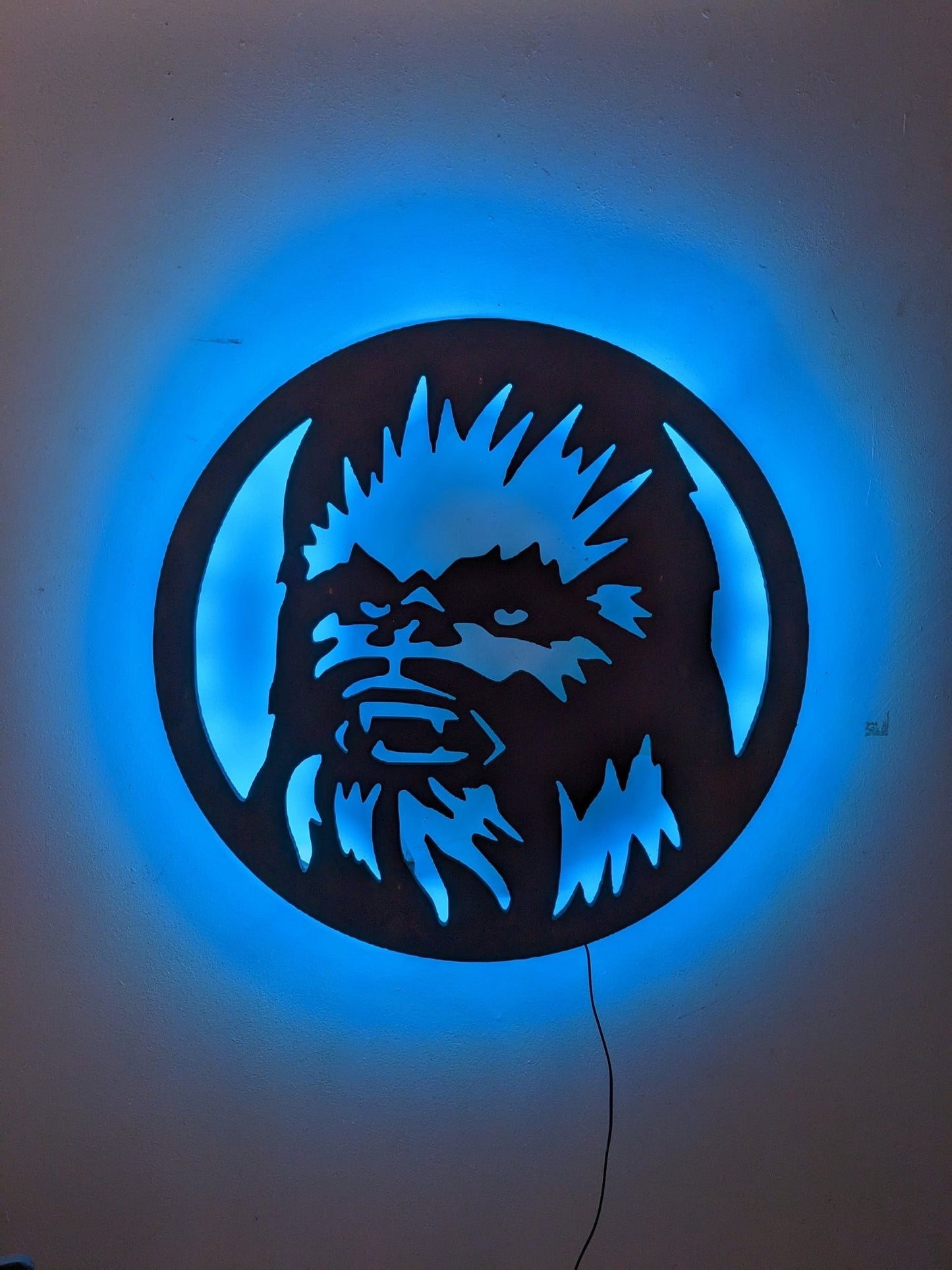 Illuminated Chewbacca LED Wall Art, Glow in the dark wall art, Game Room Decor, Nerdy Decor, LED decoration, Custom Sign Gift - TitanOakDecor