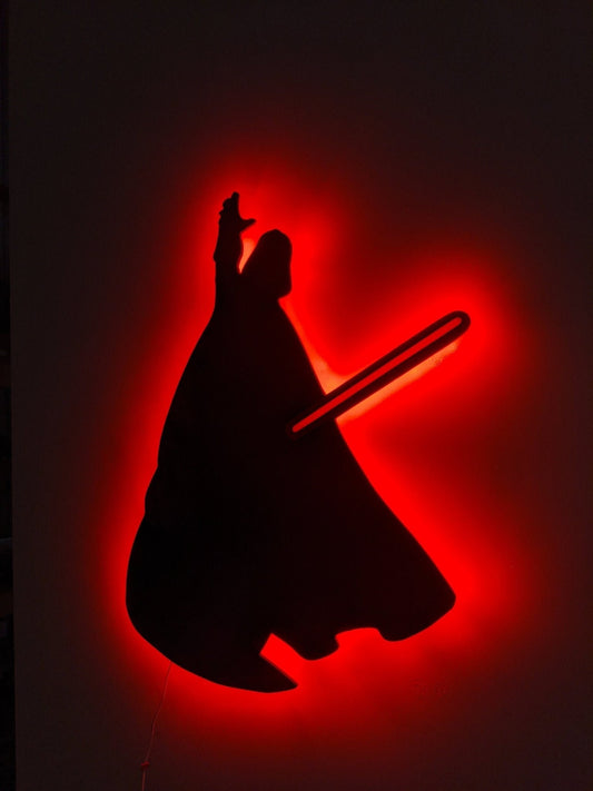 Illuminated Darth Vader LED Wall Art, Glow in the dark wall art, Game Room Decor, Nerdy Decor, LED decoration, Custom Sign Gift - TitanOakDecor