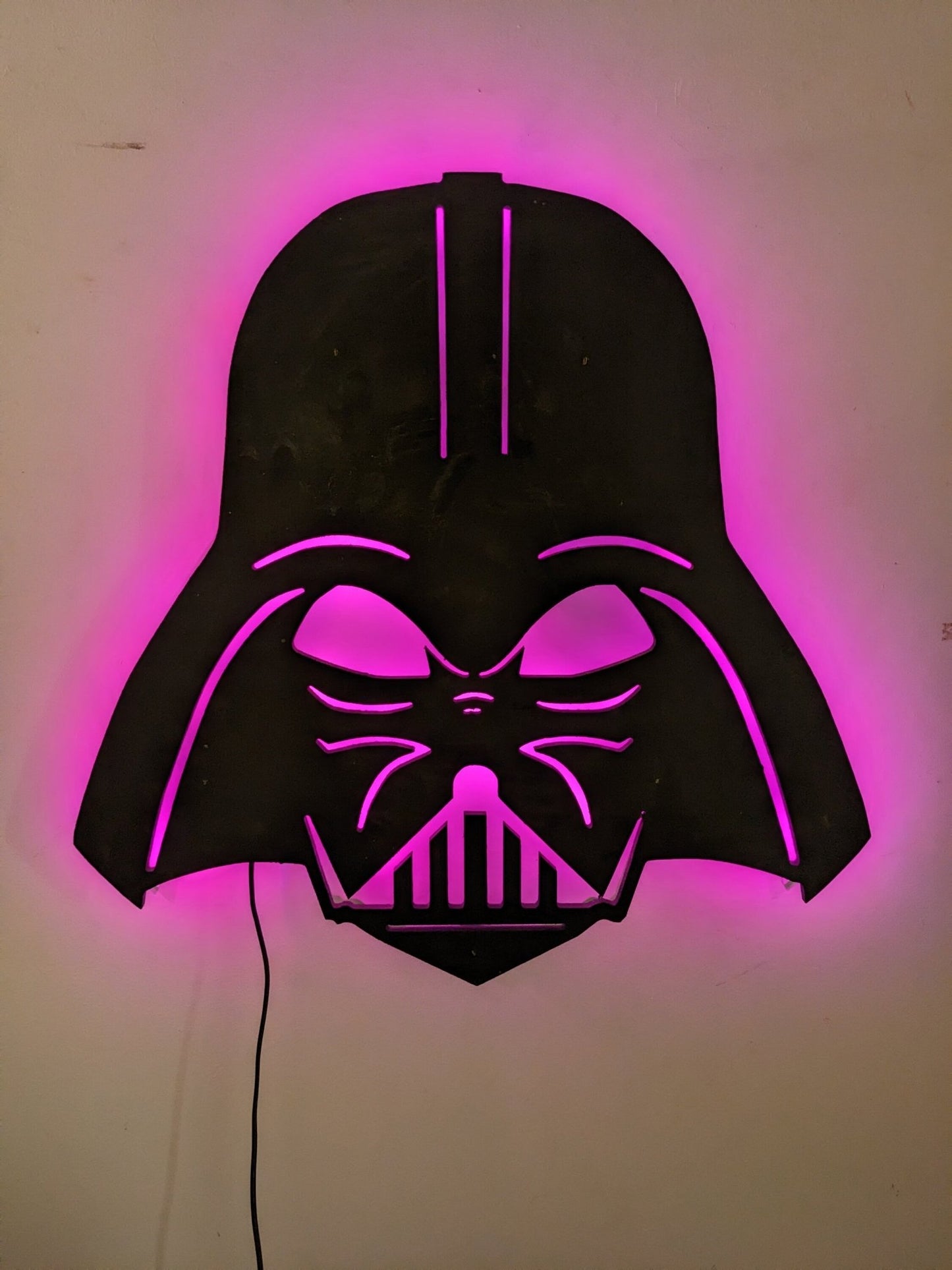 Illuminated Darth Vader LED Wall Art, Glow in the dark wall art, Game Room Decor, Nerdy Decor, LED decoration, Custom Sign Gift - TitanOakDecor