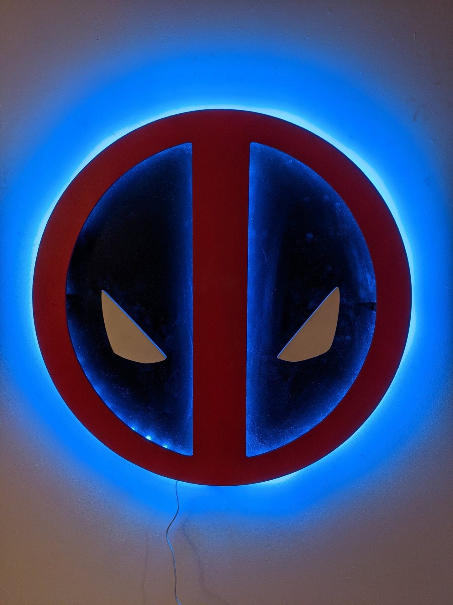 Illuminated Deadpool Logo LED Wall Art, Glow in the dark wall art, Game Room Decor, Nerdy Decor, LED decoration, Custom Sign Gift - TitanOakDecor