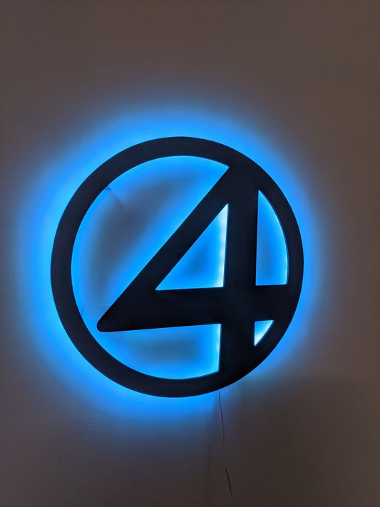 Illuminated Fantastic Four LED Wall Art, Glow in the dark wall art, Game Room Decor, Nerdy Decor, LED decoration, Custom Sign Gift - TitanOakDecor