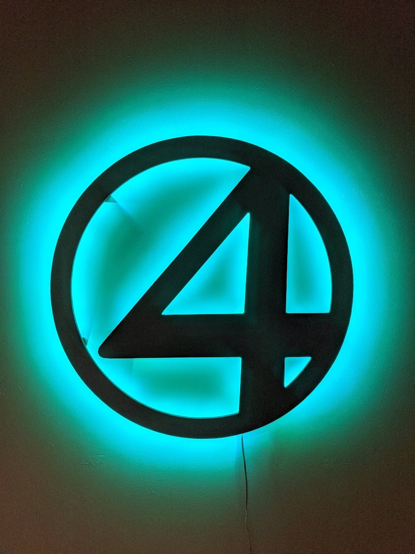 Illuminated Fantastic Four LED Wall Art, Glow in the dark wall art, Game Room Decor, Nerdy Decor, LED decoration, Custom Sign Gift - TitanOakDecor
