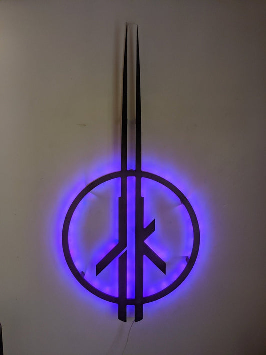 Illuminated Jedi Outcast LED Wall Art, Glow in the dark wall art, Game Room Decor, Nerdy Decor, LED decoration, Custom Sign Gift - TitanOakDecor