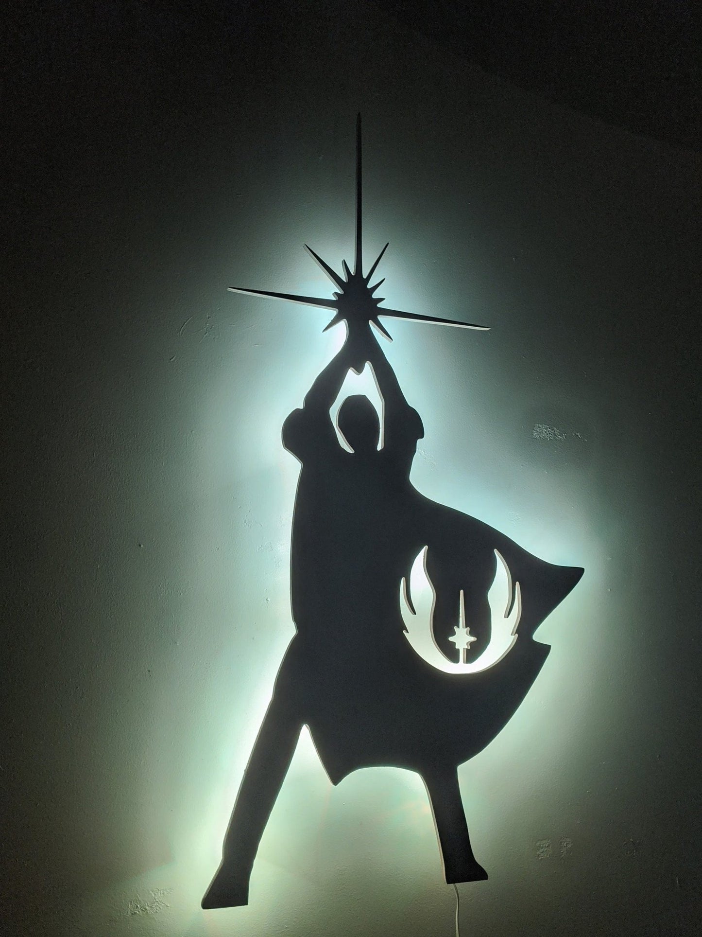 Illuminated Luke Skywalker LED Wall Art, Glow in the dark wall art, Game Room Decor, Nerdy Decor, LED decoration, Custom Sign Gift - TitanOakDecor