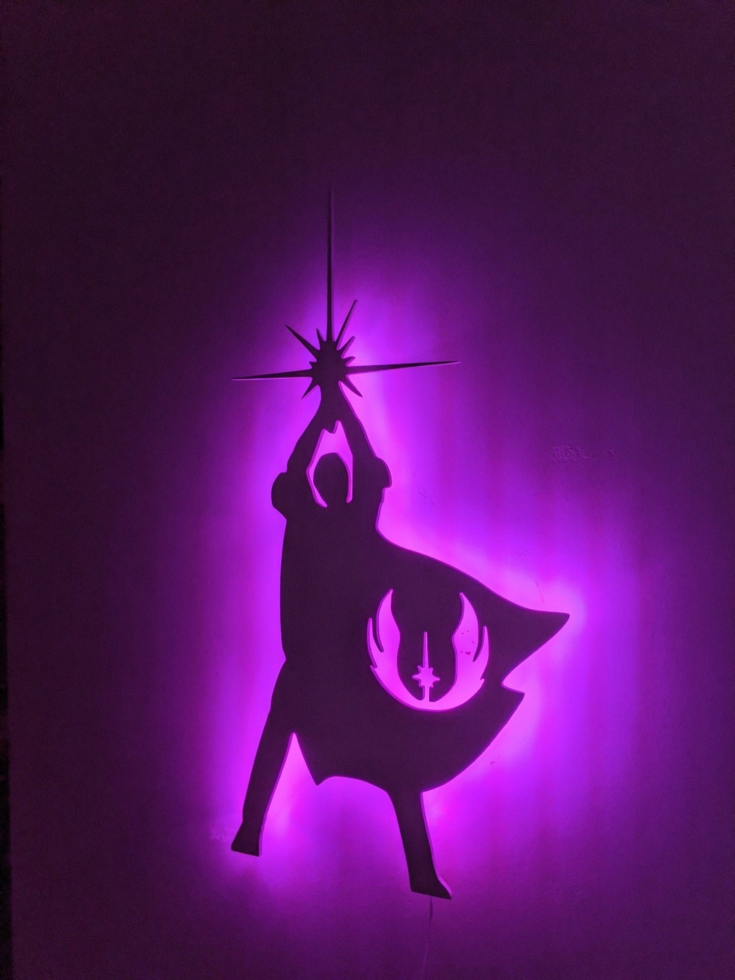 Illuminated Luke Skywalker LED Wall Art, Glow in the dark wall art, Game Room Decor, Nerdy Decor, LED decoration, Custom Sign Gift - TitanOakDecor