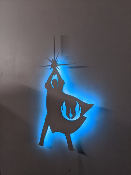Illuminated Luke Skywalker LED Wall Art, Glow in the dark wall art, Game Room Decor, Nerdy Decor, LED decoration, Custom Sign Gift - TitanOakDecor
