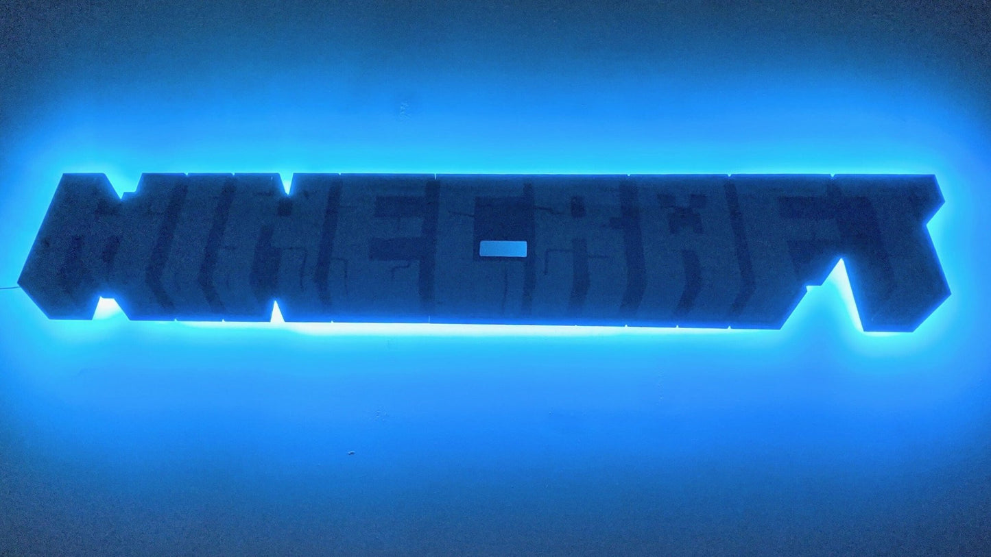 Illuminated Minecraft LED Wall Art, Glow in the dark wall art, Game Room Decor, Nerdy Decor, LED decoration, Custom Sign Gift - TitanOakDecor