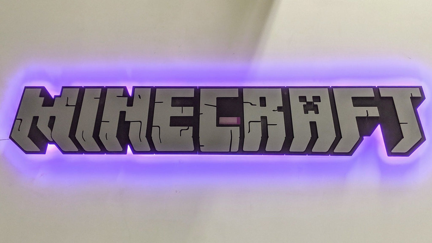 Illuminated Minecraft LED Wall Art, Glow in the dark wall art, Game Room Decor, Nerdy Decor, LED decoration, Custom Sign Gift - TitanOakDecor