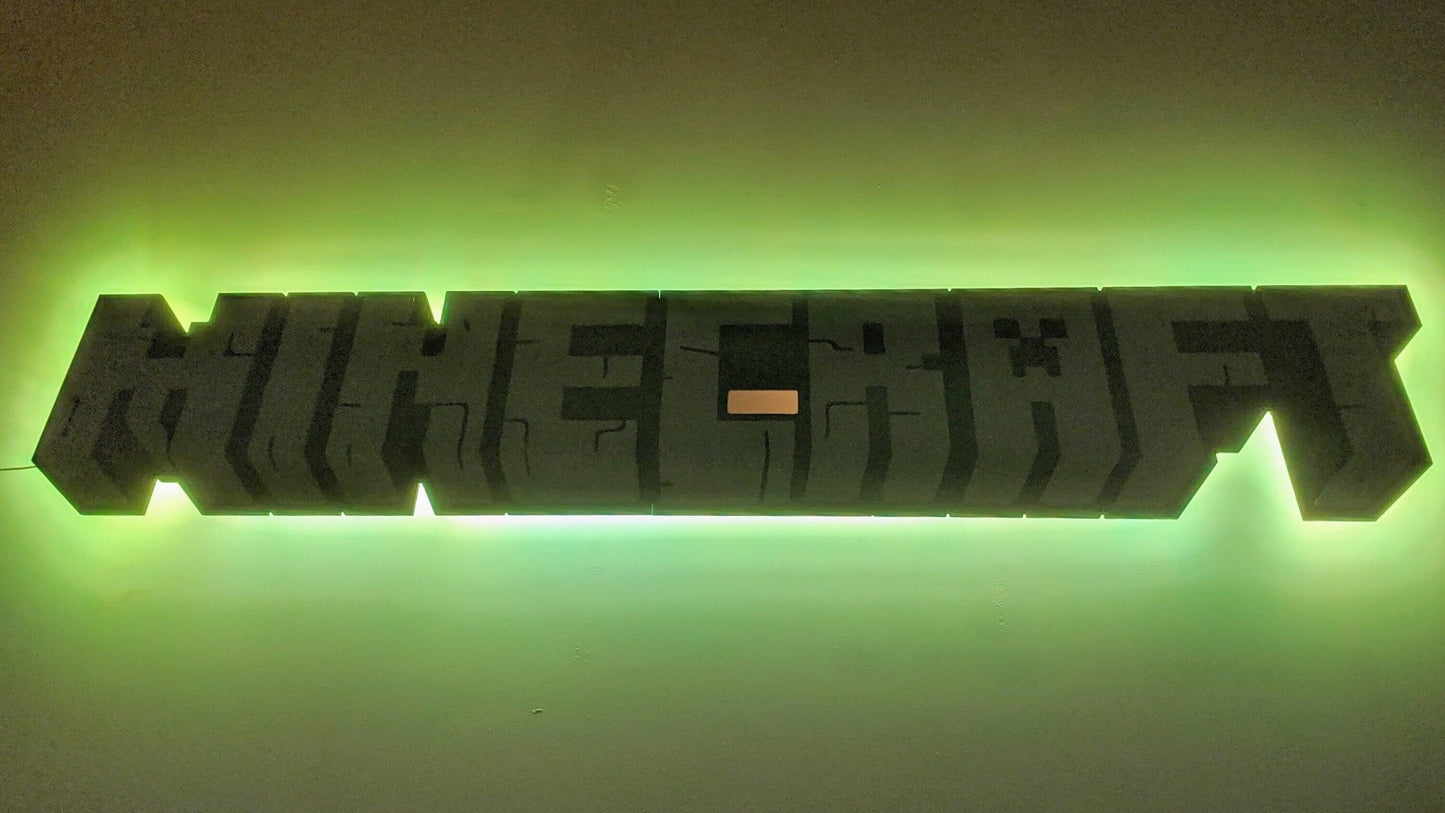 Illuminated Minecraft LED Wall Art, Glow in the dark wall art, Game Room Decor, Nerdy Decor, LED decoration, Custom Sign Gift - TitanOakDecor
