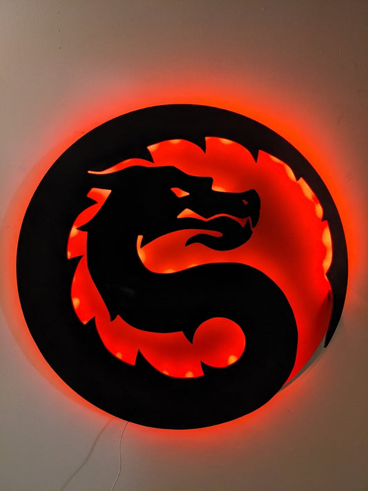Illuminated mortal kombat 2021 led wall art, Glow in the dark wall art, Game Room Decor, Nerdy Decor, LED decoration, Custom Sign Gift - TitanOakDecor