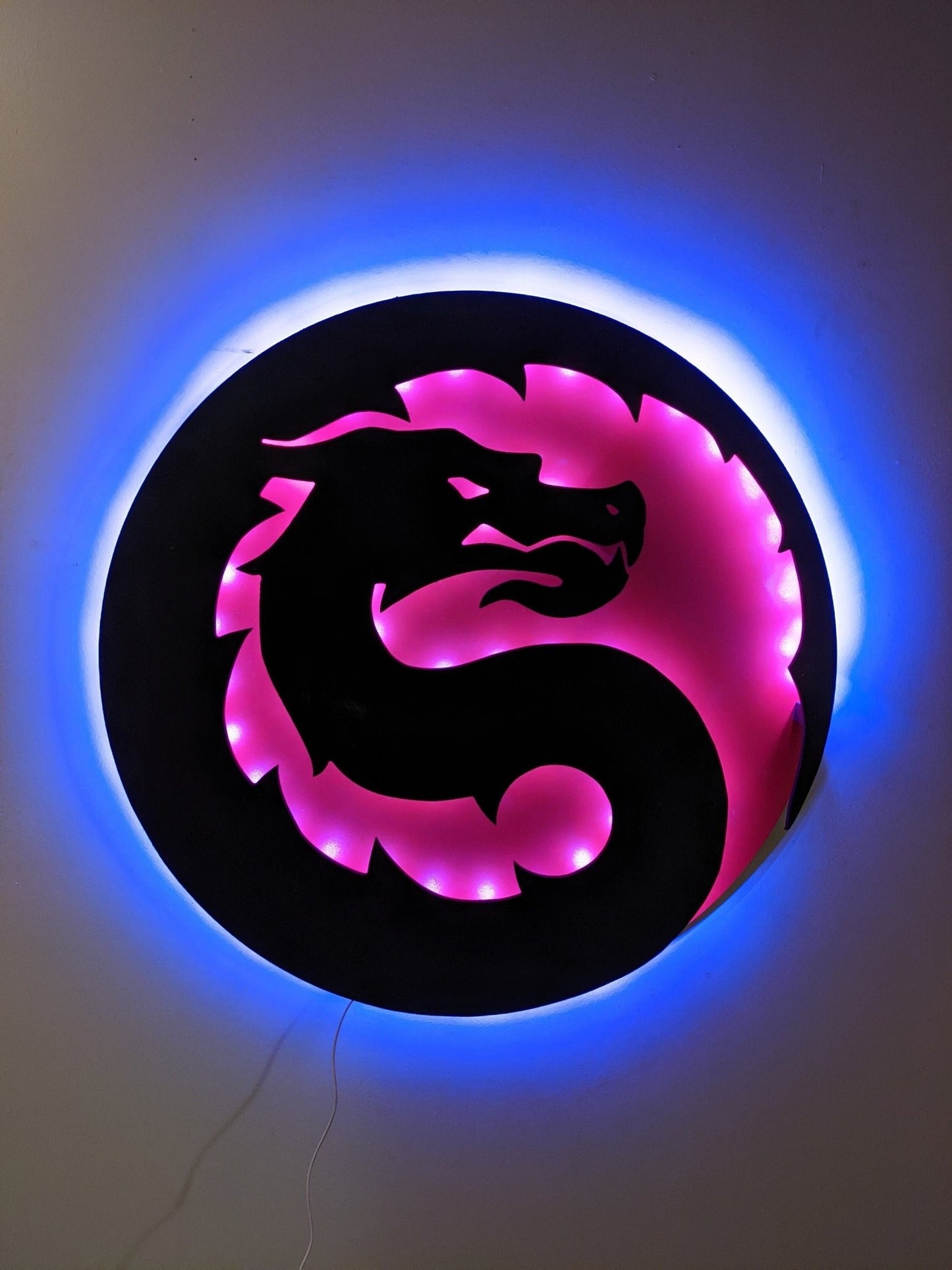 Illuminated mortal kombat 2021 led wall art, Glow in the dark wall art, Game Room Decor, Nerdy Decor, LED decoration, Custom Sign Gift - TitanOakDecor