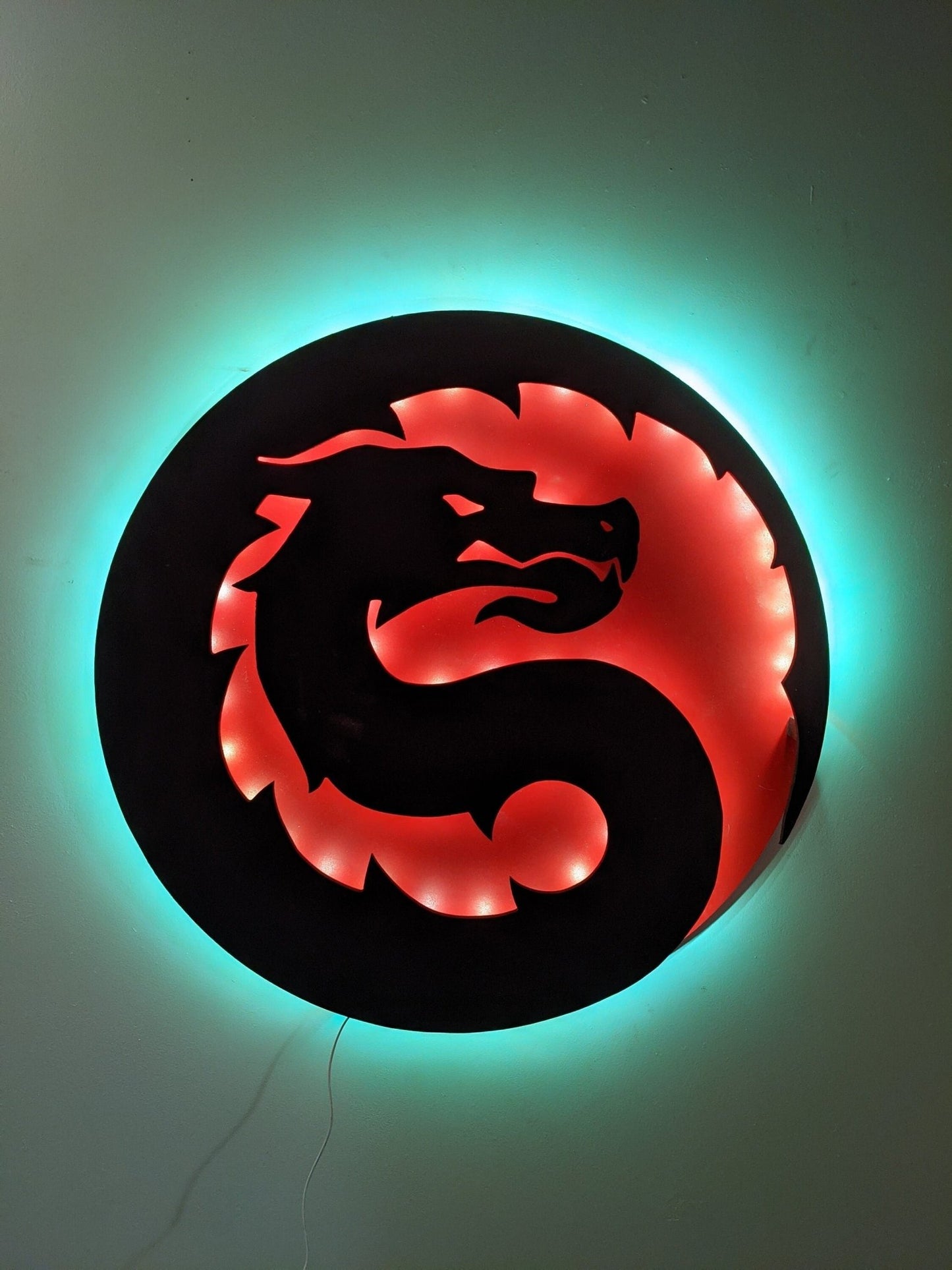 Illuminated mortal kombat 2021 led wall art, Glow in the dark wall art, Game Room Decor, Nerdy Decor, LED decoration, Custom Sign Gift - TitanOakDecor