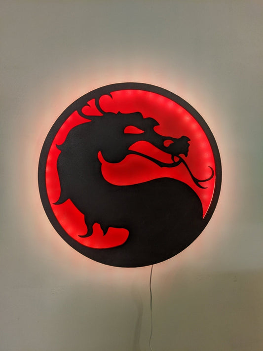 Illuminated Mortal Kombat LED Wall Art, Glow in the dark wall art, Game Room Decor, Nerdy Decor, LED decoration, Custom Sign Gift - TitanOakDecor