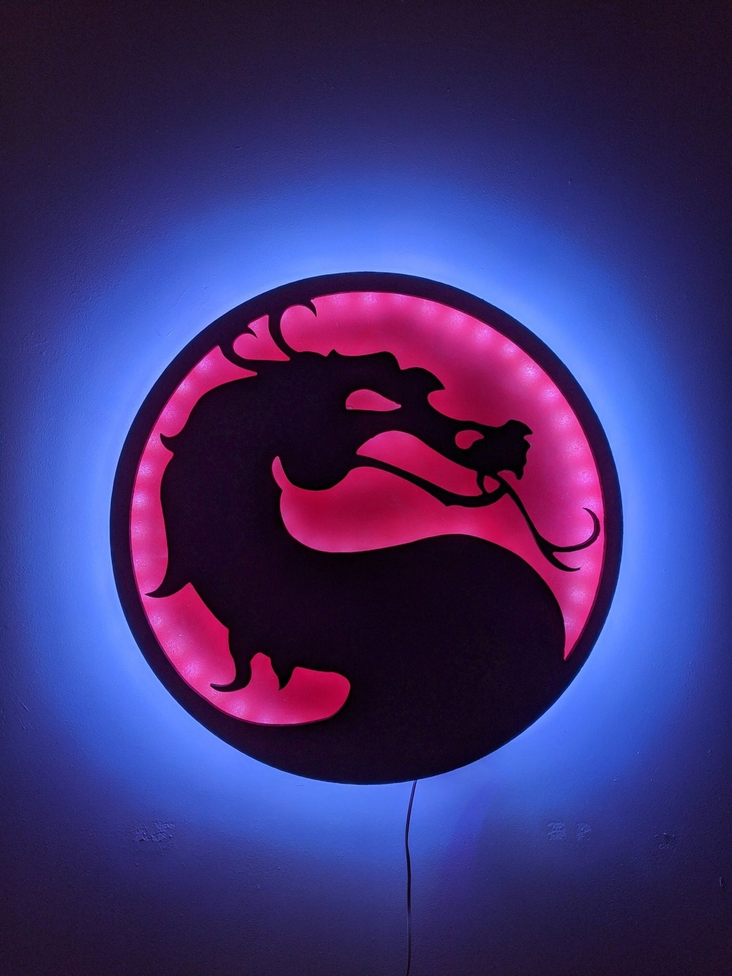 Illuminated Mortal Kombat LED Wall Art, Glow in the dark wall art, Game Room Decor, Nerdy Decor, LED decoration, Custom Sign Gift - TitanOakDecor
