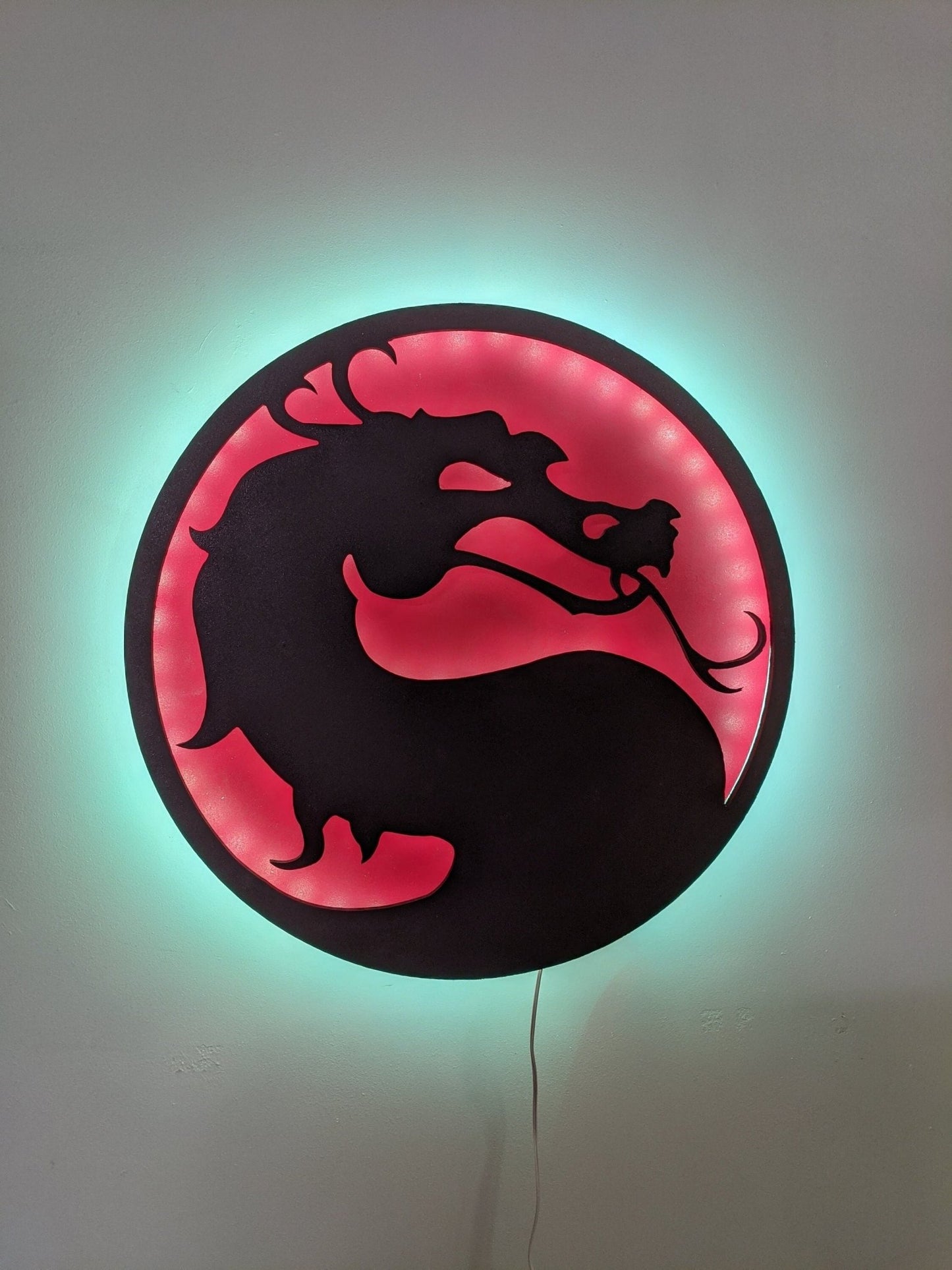 Illuminated Mortal Kombat LED Wall Art, Glow in the dark wall art, Game Room Decor, Nerdy Decor, LED decoration, Custom Sign Gift - TitanOakDecor