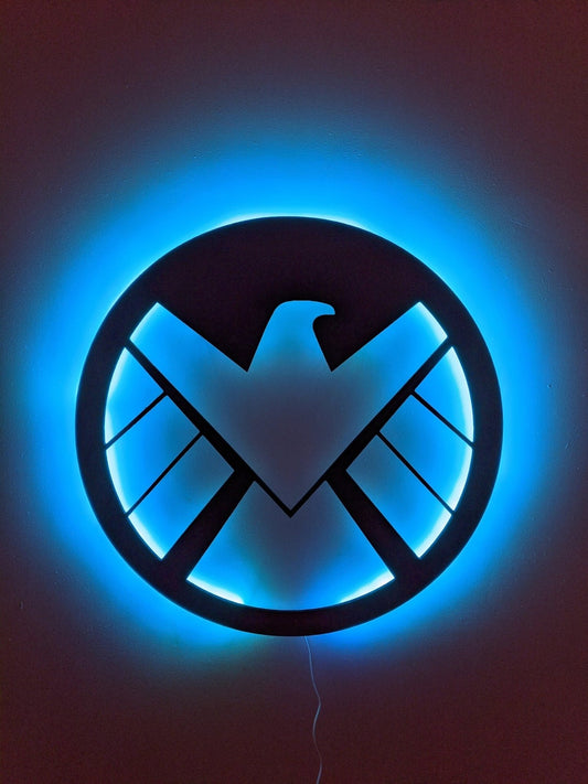 Illuminated S.H.I.E.L.D. LED Wall Art, Glow in the dark wall art, Game Room Decor, Nerdy Decor, LED decoration, Custom Sign Gift - TitanOakDecor