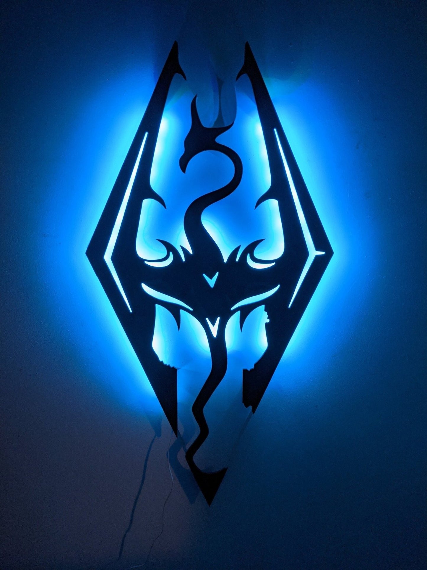 Illuminated Skyrim LED Wall Art, Glow in the dark wall art, Game Room Decor, Nerdy Decor, LED decoration, Custom Sign Gift - TitanOakDecor