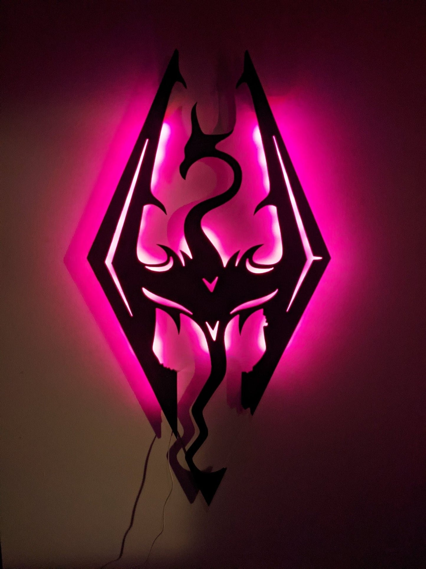 Illuminated Skyrim LED Wall Art, Glow in the dark wall art, Game Room Decor, Nerdy Decor, LED decoration, Custom Sign Gift - TitanOakDecor