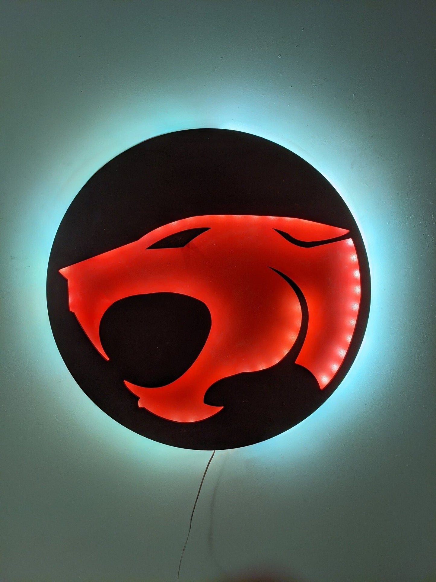 Illuminated Thundercats Logo LED Wall Art, Glow in the dark wall art, Game Room Decor, Nerdy Decor, LED decoration, Custom Sign Gift - TitanOakDecor