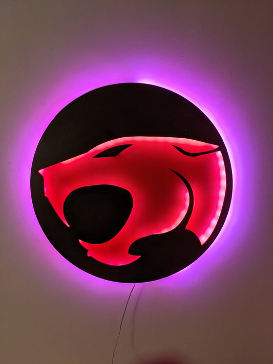 Illuminated Thundercats Logo LED Wall Art, Glow in the dark wall art, Game Room Decor, Nerdy Decor, LED decoration, Custom Sign Gift - TitanOakDecor