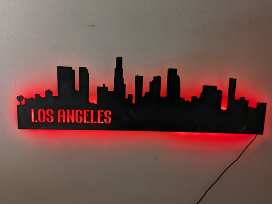 Los Angeles LED Skyline Sign, Los Angeles Wood Sign, Los Angeles LED Sign, Los Angeles Skyline Wall Art, Los Angeles Gift, wall decoration, - TitanOakDecor