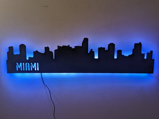 Miami Skyline Sign, Miami Wood Sign, Miami Sign, Miami Skyline Wall Art, Miami Gift, Wall Decoration, Custom City Sign - TitanOakDecor