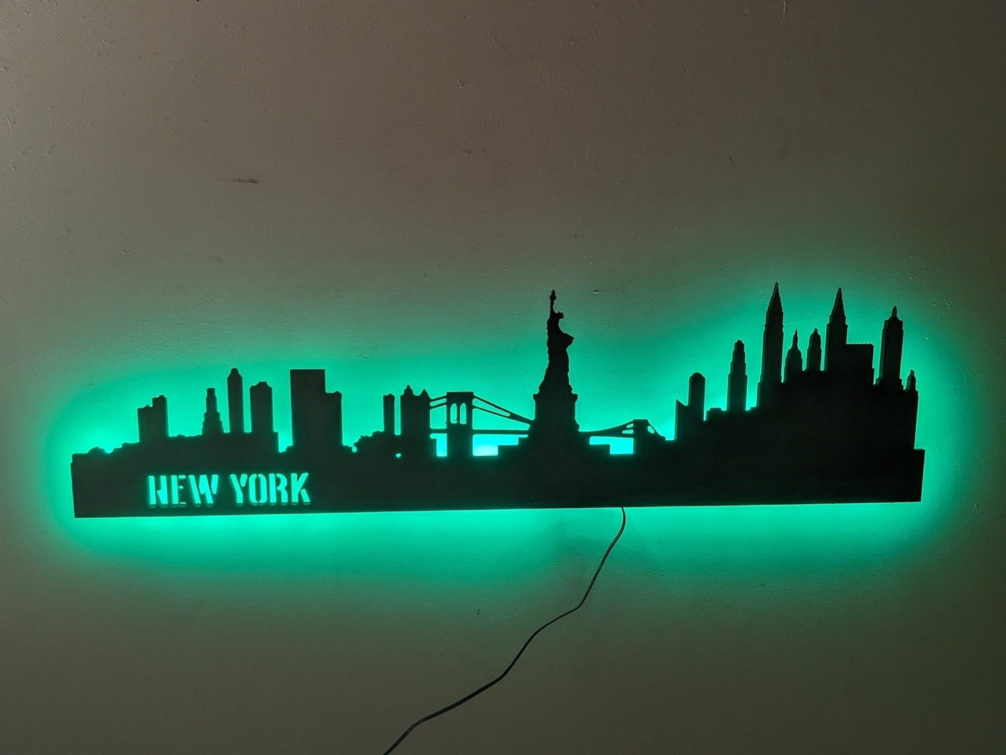Ney York Skyline LED Sign, New York Wood Sign, New York City Sign, New York Skyline Wall Art, New York Gift, LED decoration, Custom Sign - TitanOakDecor