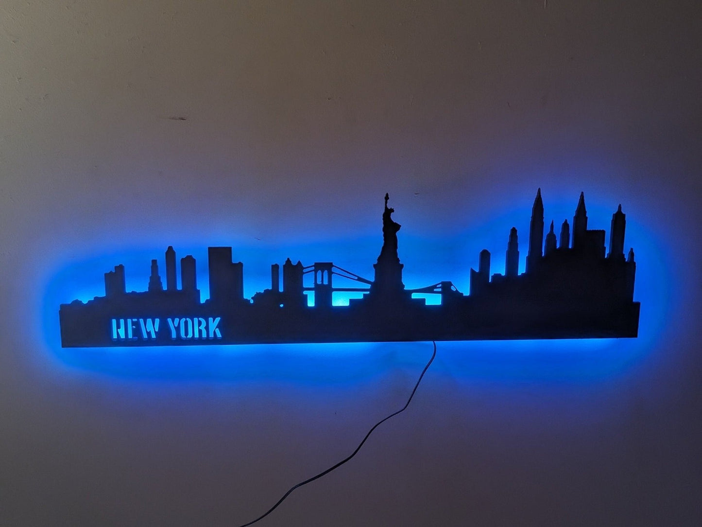 Ney York Skyline LED Sign, New York Wood Sign, New York City Sign, New York Skyline Wall Art, New York Gift, LED decoration, Custom Sign - TitanOakDecor