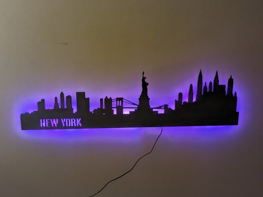 Ney York Skyline LED Sign, New York Wood Sign, New York City Sign, New York Skyline Wall Art, New York Gift, LED decoration, Custom Sign - TitanOakDecor