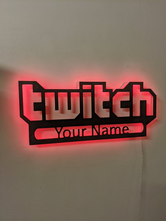 Personalized Twitch Logo LED Wall Art, Game Room Decor, Nerdy Decor, LED decoration, Custom Sign Gift, Custom Name Sign - TitanOakDecor