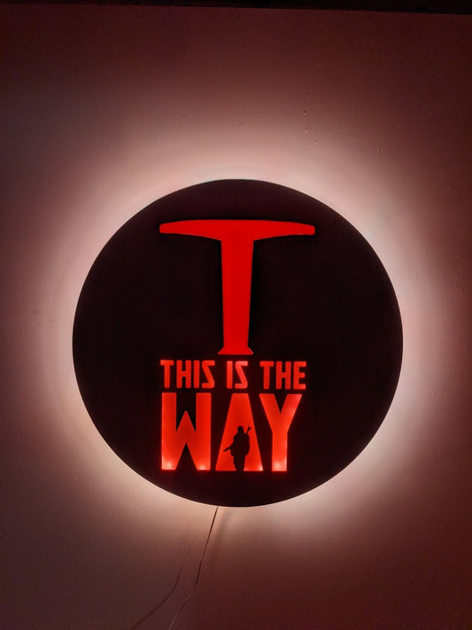 This is the Way Mandolorian Logo LED Wall Art, Glow in the dark wall art, Game Room Decor, Nerdy Decor, LED decoration, Custom Sign Gift - TitanOakDecor