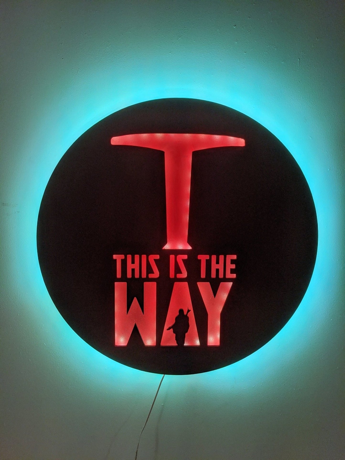 This is the Way Mandolorian Logo LED Wall Art, Glow in the dark wall art, Game Room Decor, Nerdy Decor, LED decoration, Custom Sign Gift - TitanOakDecor