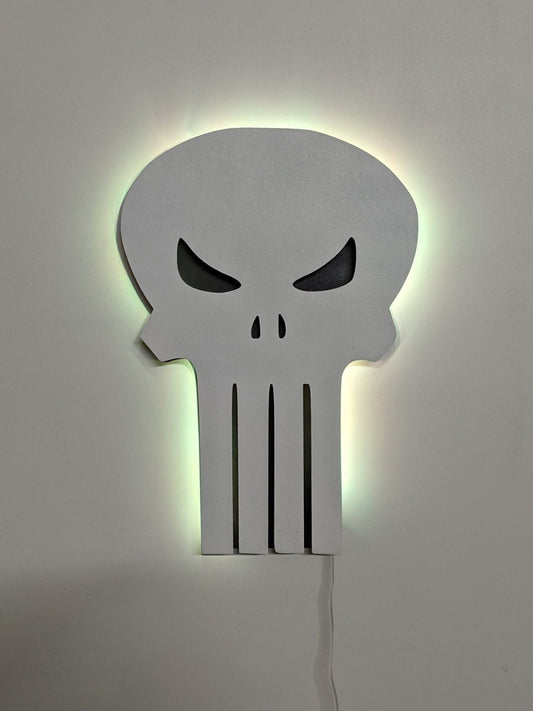 Two Color Punisher Logo LED Wall Art, Glow in the dark wall art, Game Room Decor, Nerdy Decor, LED decoration, Custom Sign Gift - TitanOakDecor