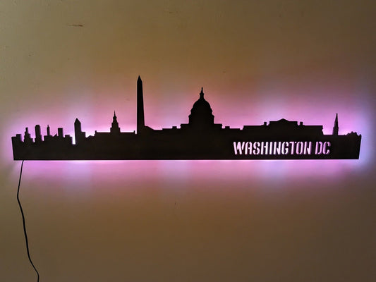 Washington DC Skyline led Sign, Washington DC Wood Sign, Washington Wall Art, Washington DC Gift, led decoration, Custom Sign - TitanOakDecor