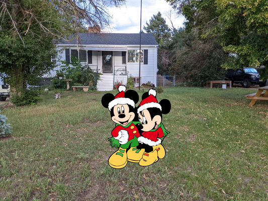 Mickey and Minnie Christmas Santa Yard Art Set