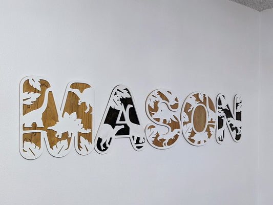 Dinosaur Name Sign, Dinosaur letters, Letter Nursery Sign, Dinosaur Decor, Nursery Decor, Boho Name Sign, Alphabet Bedroom Sign - TitanOakDecor