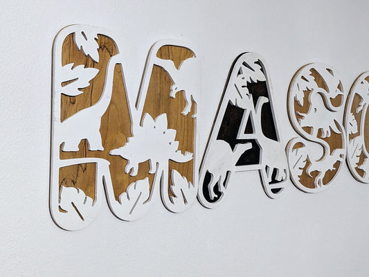 Dinosaur Name Sign, Dinosaur letters, Letter Nursery Sign, Dinosaur Decor, Nursery Decor, Boho Name Sign, Alphabet Bedroom Sign - TitanOakDecor