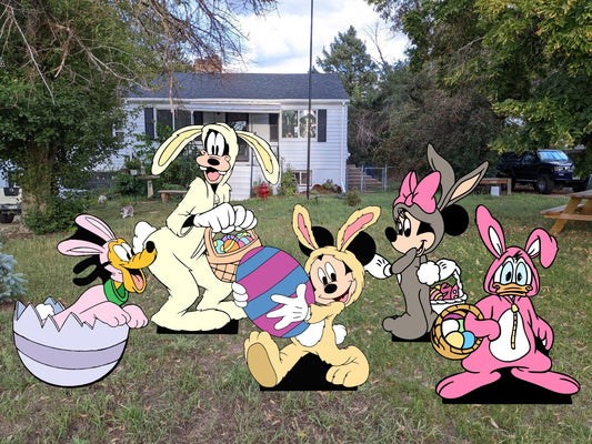 Mickey and Friends Easter Bunny Yard Art Set - TitanOakDecor