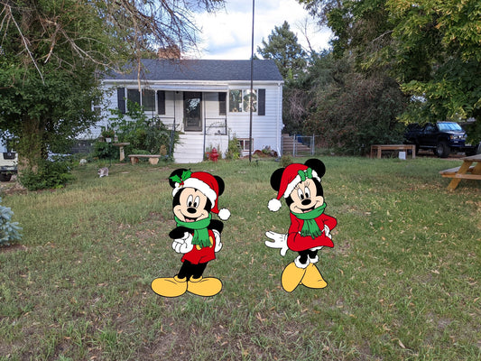 Mickey and Minnie Christmas Yard Art Set - TitanOakDecor