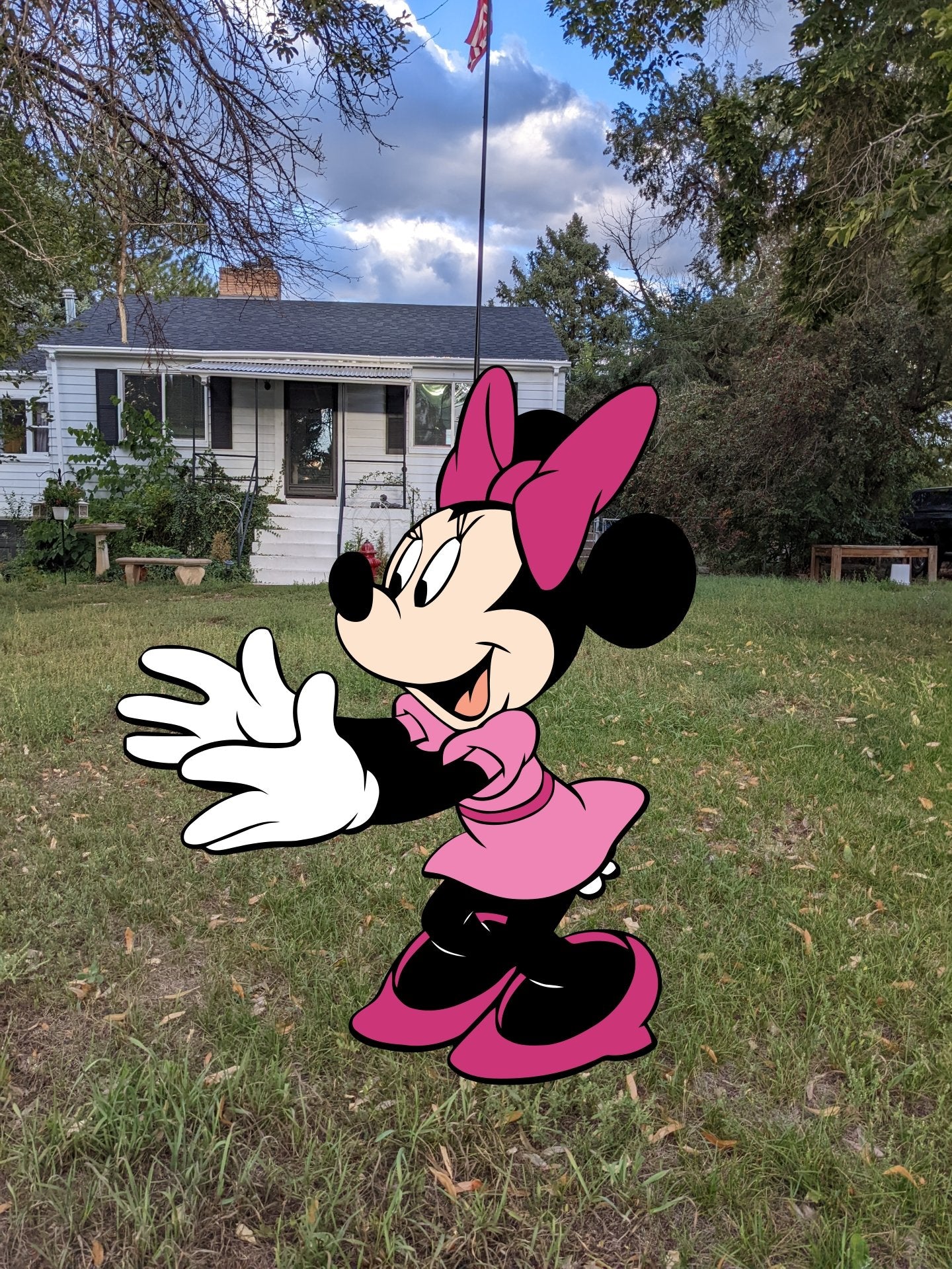 Mickey and Minnie Valentine Flowers Yard Art Set - TitanOakDecor